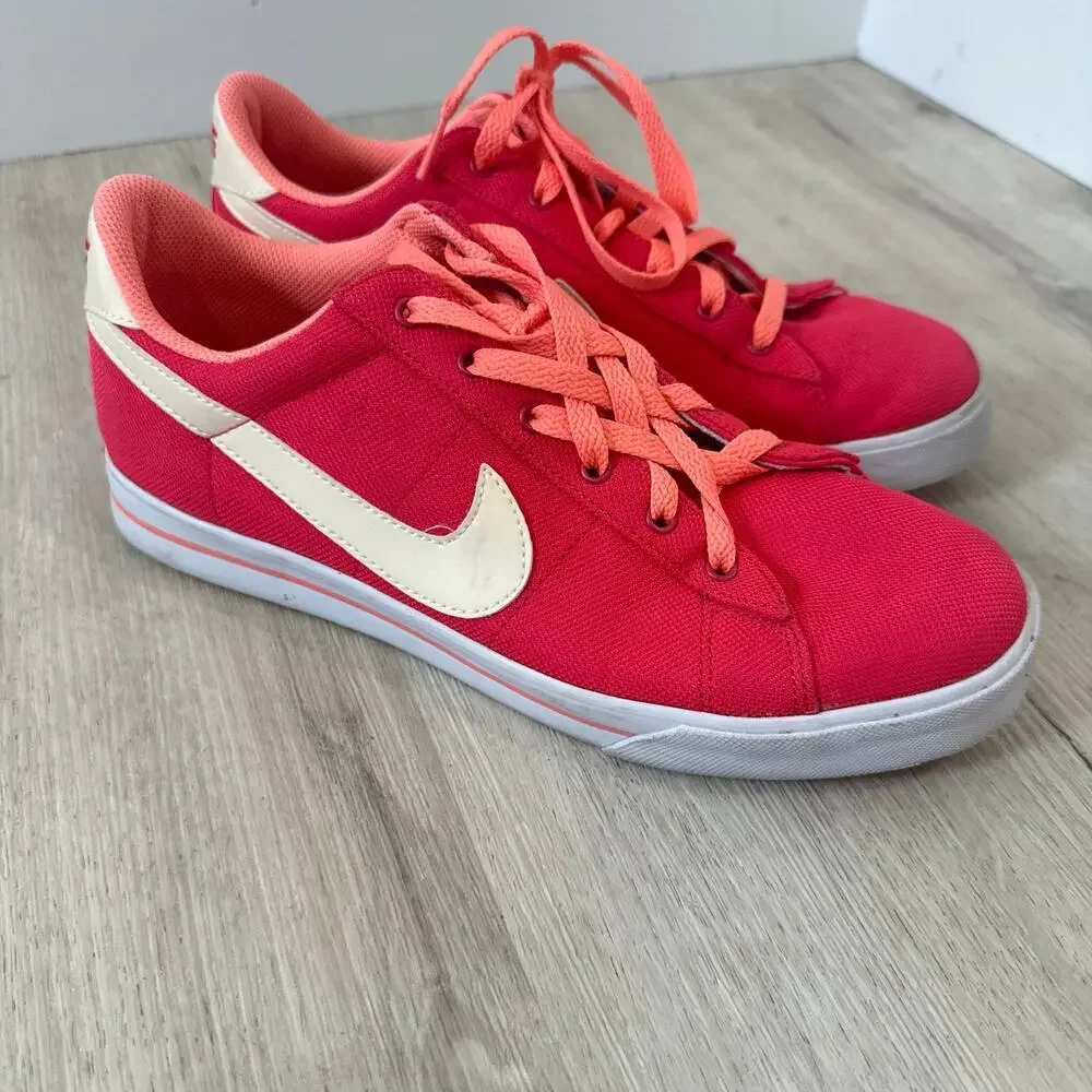 Nike Sweet Classic Canvas Sneakers Bright Coral Pink Low Top Shoes Size 12